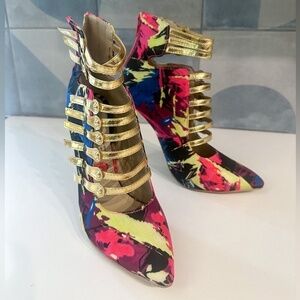 Redkiss gold and multicolored stiletto heels-6